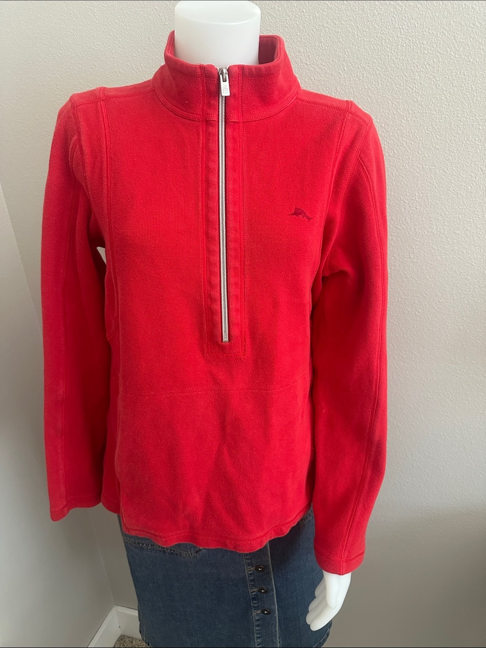 Tommy Bahama Red Half-Zip Turtleneck Pullover - Women